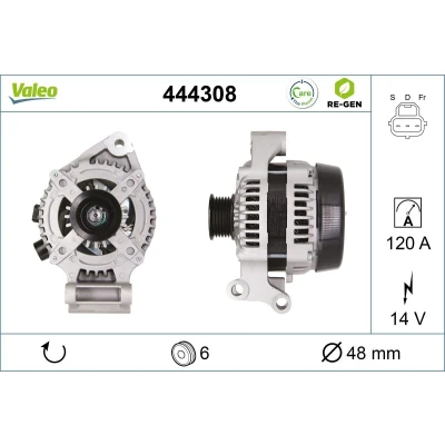 Billede af VALEO 444308 Generator 14V 120A FORD: Focus 2, 2 Kombi, VOLVO: S40 II