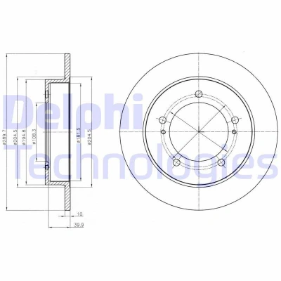 Billede af DELPHI BG4289 Bremseskiver 290 10 5 fuldstændigt olieret ubehandlet uden hjullejer, ABS sensorring SUZUKI: Jimny SUV, IV SUV