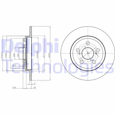 Billede af DELPHI BG4272 Bremseskiver 259 9 5 fuldstændigt olieret ubehandlet uden hjullejer, ABS sensorring TOYOTA: Urban Cruiser