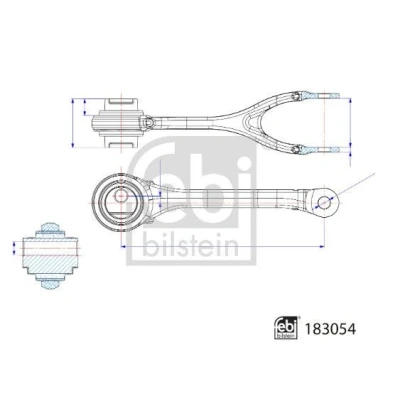 Billede af FEBI BILSTEIN 183054 Bærearm med leje Bagaksel venstre, højre, nede, foran krydsarm Aluminium MERCEDES BENZ: A klasse, GLA