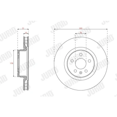 Billede af JURID 563660JC 1 Bremseskiver 355 32 5 120 ventileret coatet uden skruer TESLA: Model S