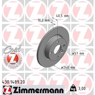 Billede af Bremseskive ZIMMERMANN 430.1489.20