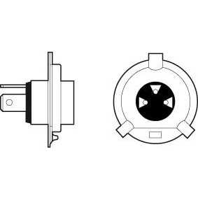 Billede af VALEO 032509 Pære, fjernlys H4 12V 60/55w Halogen VOLKSWAGEN: Polo V Hatchback, up! Transporter 5 Bus, TOYOTA: Yaris III Aygo