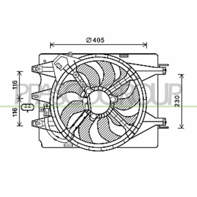 Billede af PRASCO FT040F003 Køleventilator 405 12 300 med kølerventilatorramme (karm)