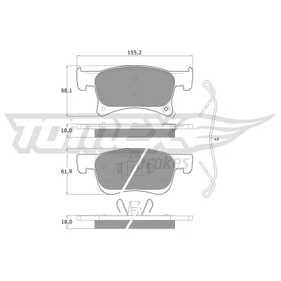 Billede af TOMEX brakes TX 17 93 Bremseklodser foraksel med akustisk advarsel for slid OPEL: Corsa E Hatchback, Adam