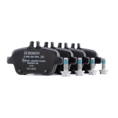 Billede af BOSCH 0 986 494 664 Bremseklodser Low Metallic med anti knirke plade, skruer tilbehør MERCEDES BENZ: CLA Coupe, A klasse, GLA
