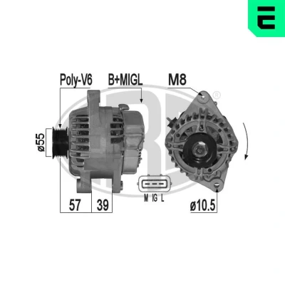 Billede af ERA 209304A Generator 14V 90A TOYOTA: Yaris I Hatchback