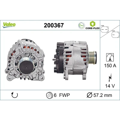 Billede af VALEO 200367 Generator 14V 150A AUDI: A4 B8 Sedan, Avant, A5 Cabriolet
