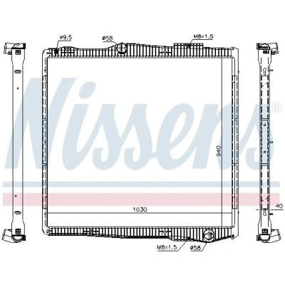 Billede af NISSENS 67290 Radiator Aluminium 940 1050 40 med ramme Loddet køleripper