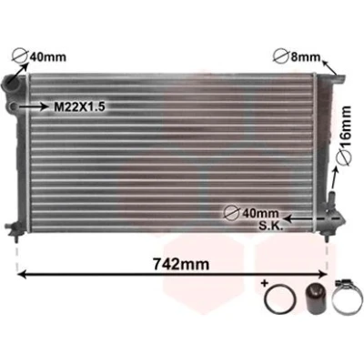 Billede af VAN WEZEL 09002159 Radiator Aluminium 670 377 23 *** IR PLUS med tilbehør Tilslutningsledning, stik Mekanisk fuget køleripper