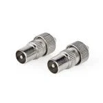 Billede af IEC (Coax) Stik Lige Han Nikkelplateret 75 Ohm Skru Kabeldiameter: 7.0 mm Metal Sølv 2 stk. Plastikpose