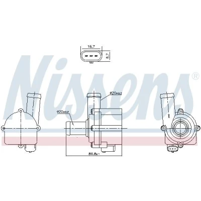 Billede af NISSENS 832121 Vandpumpe plastik elektrisk AUDI: A4 B9 Avant, B8 Sedan, VOLKSWAGEN: Beetle Cabriolet