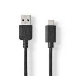 Billede af USB kabel 3.2 Gen 1 A Han Type C 5 Gbps 60 W Nikkelplateret 2.00 m Runde PVC Sort Box
