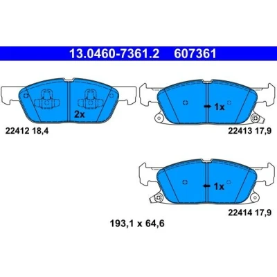 Billede af ATE 13.0460 7361.2 Bremseklodser med akustisk advarsel for slid FORD: Focus Mk4 Turnier, Kuga Mk3, Hatchback