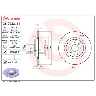 Billede af BREMBO 09.C652.11 Bremseskiver 295 25 5 indvendigt ventileret coatet MAZDA: 3 Hatchback, Sedan, CX