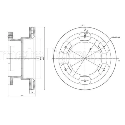 Billede af METELLI Bremseskive IVECO: DAILY V Van / Stationcar, 6 , Pritsche/Fahrgestell 306,0mm 28,0mm ventileret 23 0990 Bremseskiver