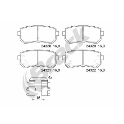 Billede af BRECK 24320 00 704 10 Bremseklodser med akustisk advarsel for slid tilbehør KIA: Picanto II, cee‘d I Stationcar, Hatchback