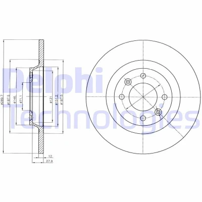 Billede af DELPHI BG4322 Bremseskiver 290 12 4 fuldstændigt olieret ubehandlet uden hjullejer, ABS sensorring PEUGEOT: 308 I SW, Hatchback, 3008