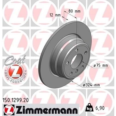 Billede af ZIMMERMANN COAT Z 150.1299.20 Bremseskiver 324 12 6/5 5 120 fuldstændigt coatet højkarboniseret BMW: X5