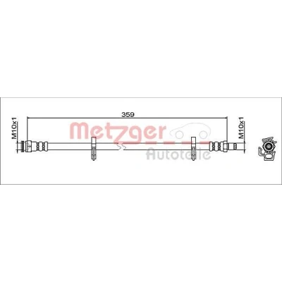 Billede af METZGER 4112051 Bremseslange venstre foraksel, højre foraksel 359 M10x1