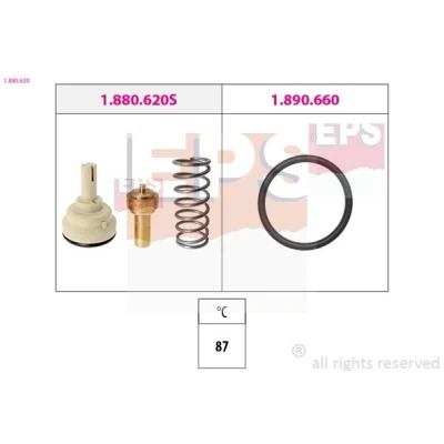 Billede af FACET 7.8620 Termostat 87 Made in Italy OE Equivalent med pakning, uden forbindelsesstykker VOLKSWAGEN: Golf 5, Touran I, Passat B6 Variant
