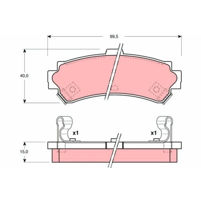 Billede af TRW GDB3115 Bremseklodser med akustisk advarsel for slid NISSAN: ALMERA 1, 1 Hatchback