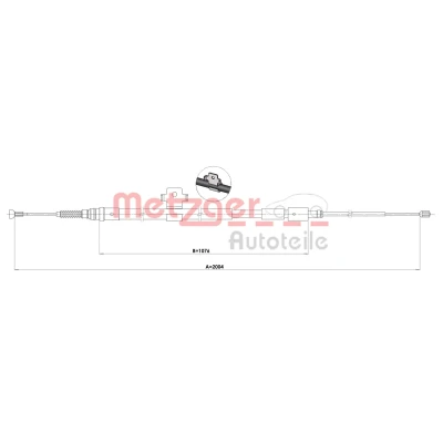 Billede af METZGER 1.PE004 Håndbremsekabel bagved til højre 2004/1076 Skivebremse PEUGEOT: 308 SW 2