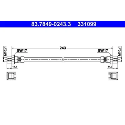 Billede af ATE 83.7849 0243.3 Bremseslange 243 VOLKSWAGEN: Scirocco III