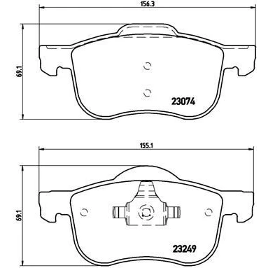 Billede af BREMBO P 86 020 Bremseklodser Ekskl. slidadvarselskontakt med stempelklips uden tilbehør VOLVO: S60 I, V70 2, S80 I
