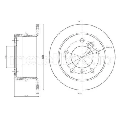 Billede af METELLI 23 0491 Bremseskiver 258,0 12,0 5 85,0 fuldstændigt MERCEDES BENZ: Sprinter 3 T Bus, 4 Ladvogn/Chassis