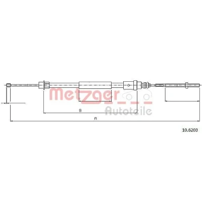 Billede af METZGER 10.6203 Håndbremsekabel bagved til venstre 695/492 Skivebremse COFLE PEUGEOT: 406 Stationcar