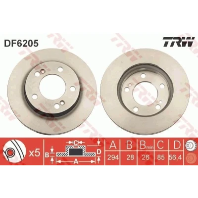 Billede af TRW DF6205 Bremseskiver 294 28 5 122 ventileret lakeret SSANGYONG: Rexton / 2, Kyron, W