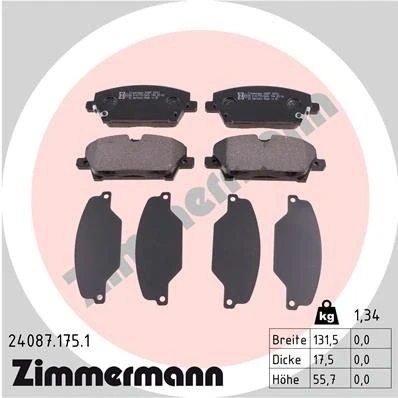 Billede af ZIMMERMANN 24087.175.1 Bremseklodser med akustisk advarsel for slid Billede svarer til leveringsomfang HONDA: CIVIC 8 Hatchback