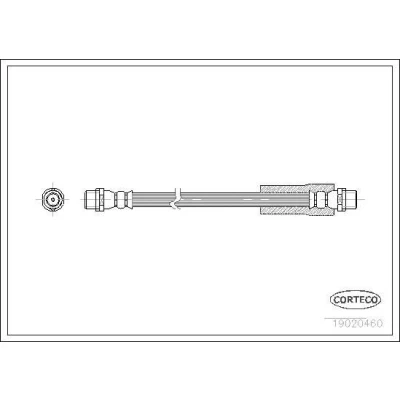 Billede af CORTECO 19020460 Bremseslange foraksel 285 AUDI: 80 B4 Sedan, Cabriolet B4, 90 B3