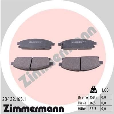 Billede af ZIMMERMANN 23422.165.1 Bremseklodser med akustisk advarsel for slid Billede svarer til leveringsomfang NISSAN: X Trail