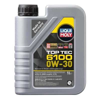 Billede af Liqui Moly Top Tec 6100 0W 30 1l Motorolie 20777 BMW: 1 Hatchback, 5 Touring, 3 PEUGEOT: 107 207 206 Hatchback