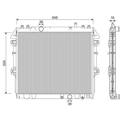 Billede af VALEO 701345 Radiator Aluminium 524 648 16 uden kappe Loddet køleripper TOYOTA: HILUX 6 Pick up