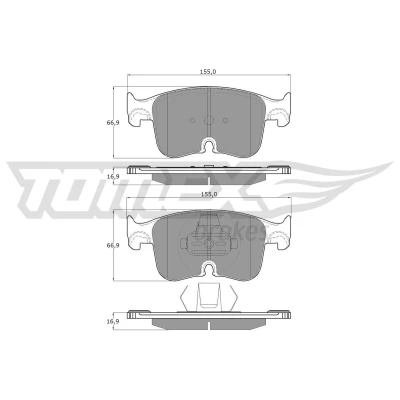 Billede af TOMEX brakes TX 60 34 Bremseklodser foraksel Forberedt til slidindikator VOLKSWAGEN: Golf VIII Hatchback, Caddy V Kombi, AUDI: A3 Sedan, Sportback