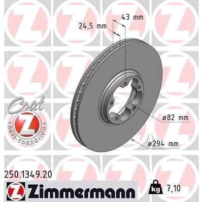 Billede af ZIMMERMANN COAT Z 250.1349.20 Bremseskiver 294 24 5/5 5 100 indvendigt ventileret coatet FORD: Transit Mk5 Bus
