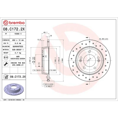 Billede af BREMBO 08.9179.10 Bremseskiver 288 10 5 fuldstændigt LEXUS: RX I, TOYOTA: Camry IV Sedan