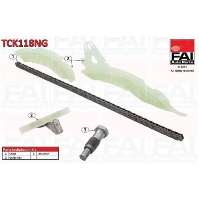 Billede af FAI AutoParts TCK118NG Styrekædesæt uden pakninger, med tandhjul Simplex, Boltkæde PEUGEOT: 207 Hatchback, 5008 I, 308 II Hatchback