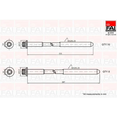 Billede af FAI AutoParts B2124 Strækbolte 10, 8 TOYOTA: Land Cruiser Prado 120