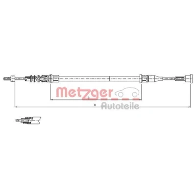 Billede af METZGER 11.5768 Håndbremsekabel bagved til højre 1143/307 COFLE OPEL: Corsa C Hatchback, Tigra Twintop