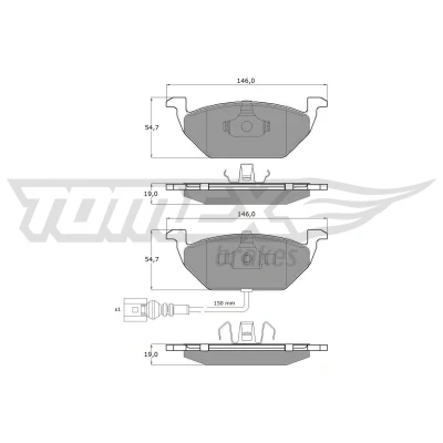 Billede af TOMEX brakes TX 12 11 Bremseklodser foraksel Inkl. slidadvarselskontakt VOLKSWAGEN: Golf 6, 4, 5, SKODA: Fabia 2, Octavia 2 Combi
