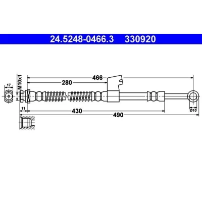 Billede af ATE 24.5248 0466.3 Bremseslange 466 M10x1 HYUNDAI: Getz
