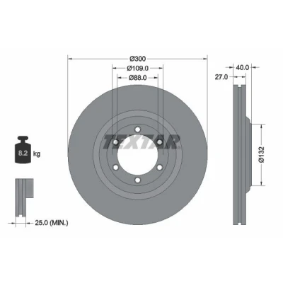 Billede af TEXTAR PRO 92282403 Bremseskiver 300 27 06/06 109 indvendigt ventileret coatet uden hjullejer, hjulbolte, hjulnav ISUZU: D Max II Pick up