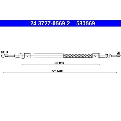 Billede af ATE 24.3727 0569.2 Håndbremsekabel 1255