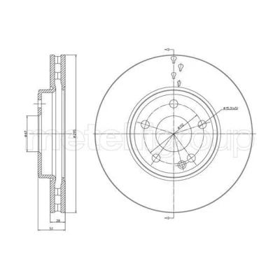 Billede af METELLI Bremseskive MERCEDES BENZ: A klasse, B CLA Coupe 295,0mm 28,0mm 5 67,0mm ventileret 23 1439C 2464210112,246421011207,A2464210112