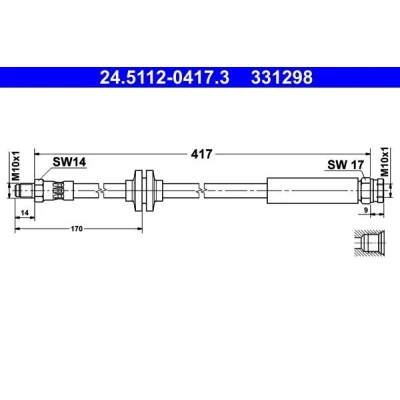 Billede af ATE 24.5112 0417.3 Bremseslange 417 M10x1 FIAT: Ducato III Ladvogn / Chassis