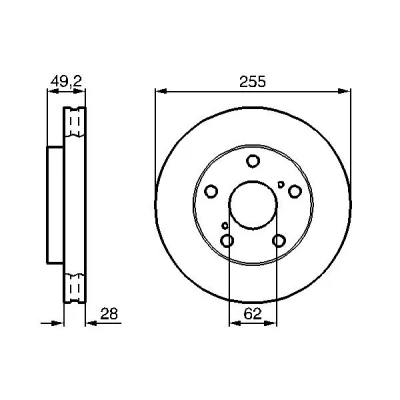 Billede af BOSCH 0 986 478 726 Bremseskiver 255 28 5 114,3 ventileret, indvendigt ventileret olieret TOYOTA: Camry IV Sedan, Picnic